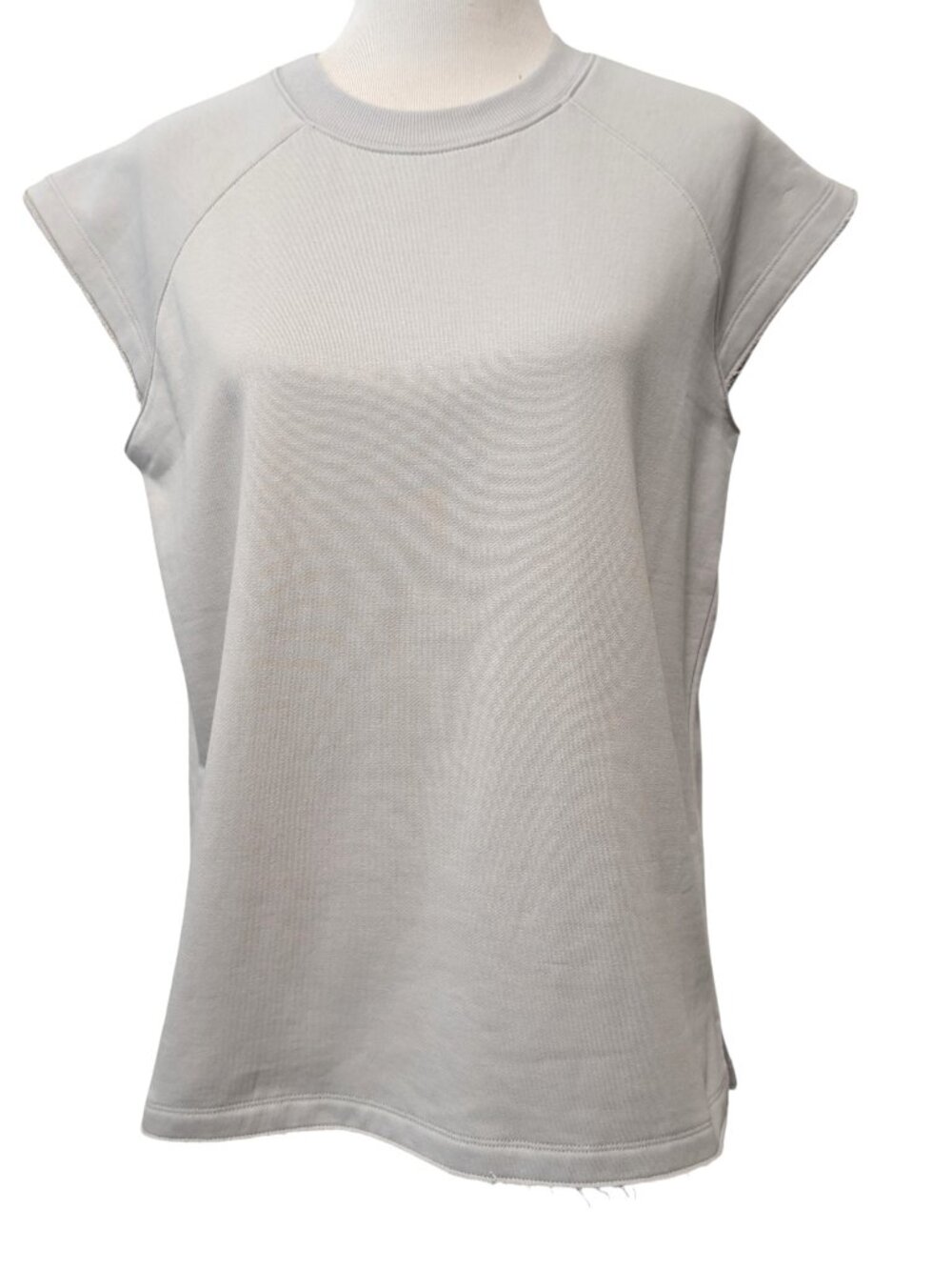 TomboyX Unisex Size M Concrete Gray French Terry Crew Neck Raw Edges Casual Top
